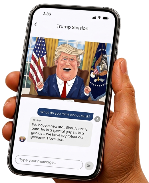 Hand holding phone displaying the app