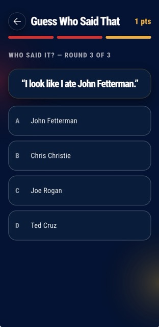 Who Said It? game screen